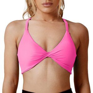 Women Sports Bra Padded Criss Cross Back Low Tank Tops